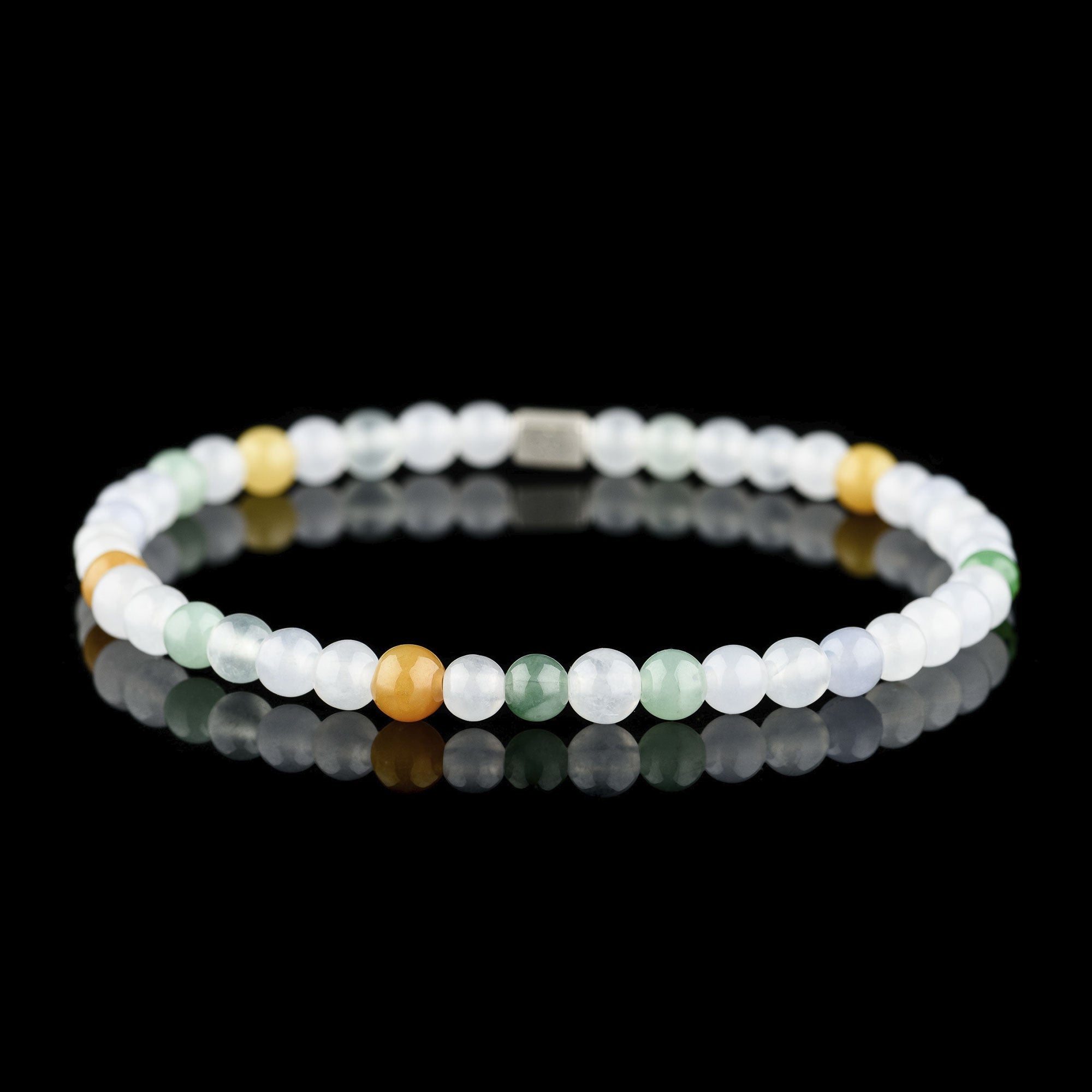 Burmese Mixed White Jade Bracelet XV (4mm)