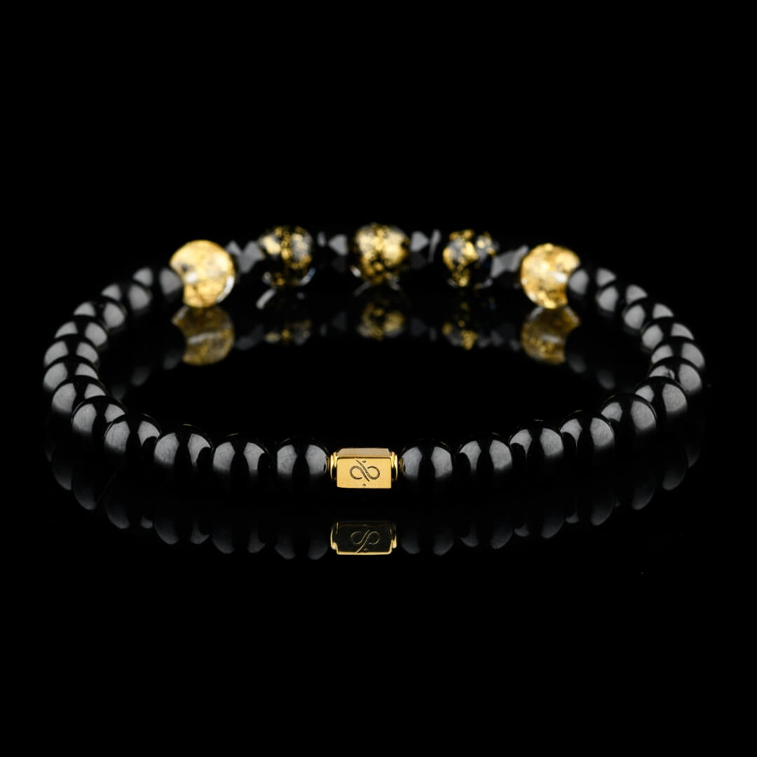 Golden Black Murano - Black Tourmaline Gold Bracelet I (6mm)