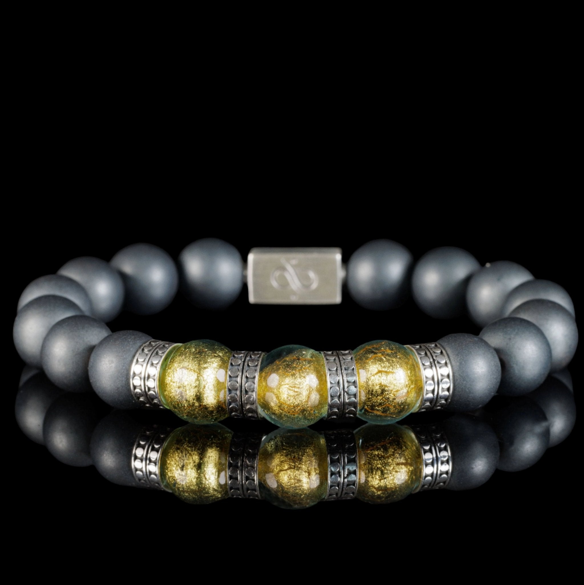 Golden Murano - Matte Hematite Bracelet I (12mm)