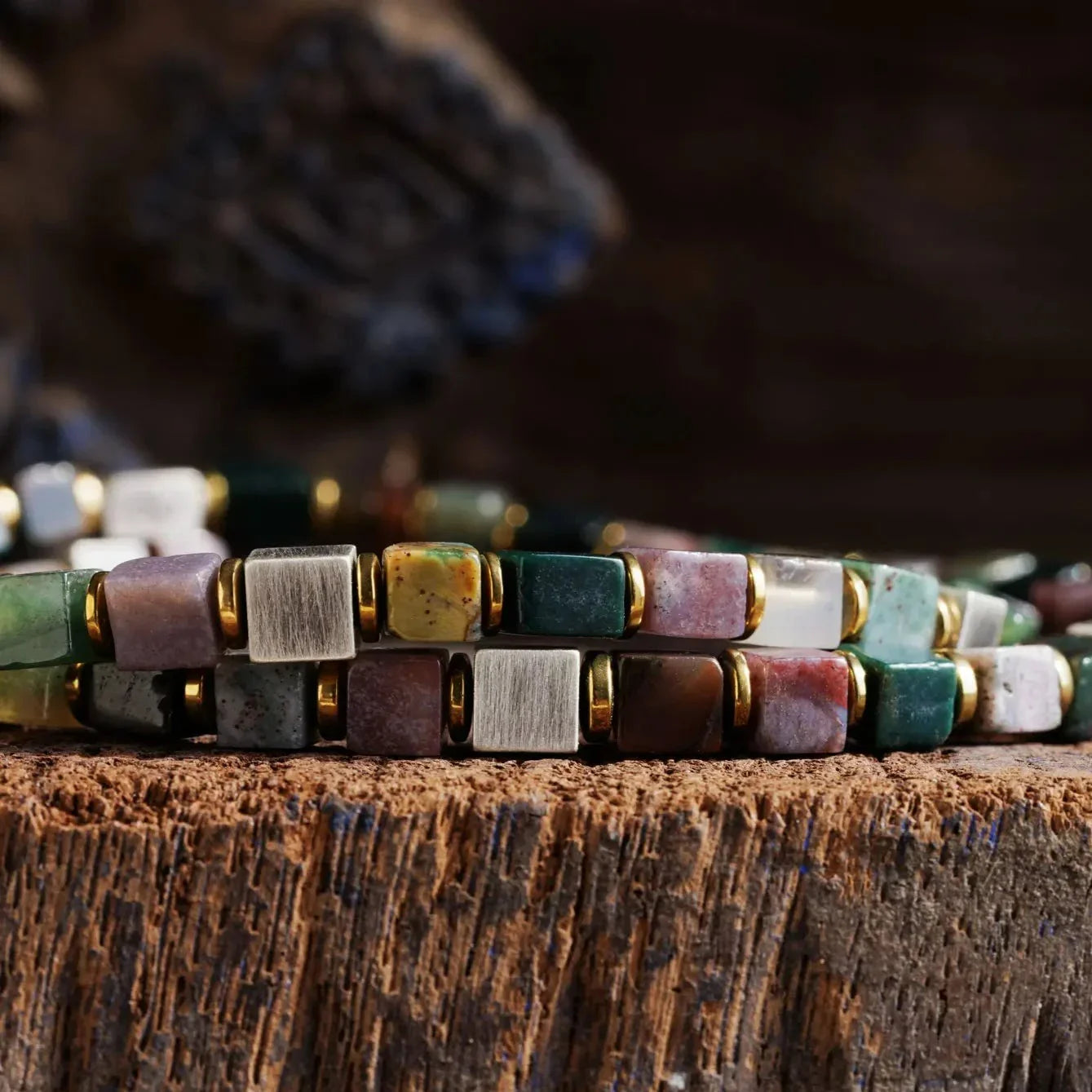 Indian Agate - Cube Bracelet V (4-5mm)