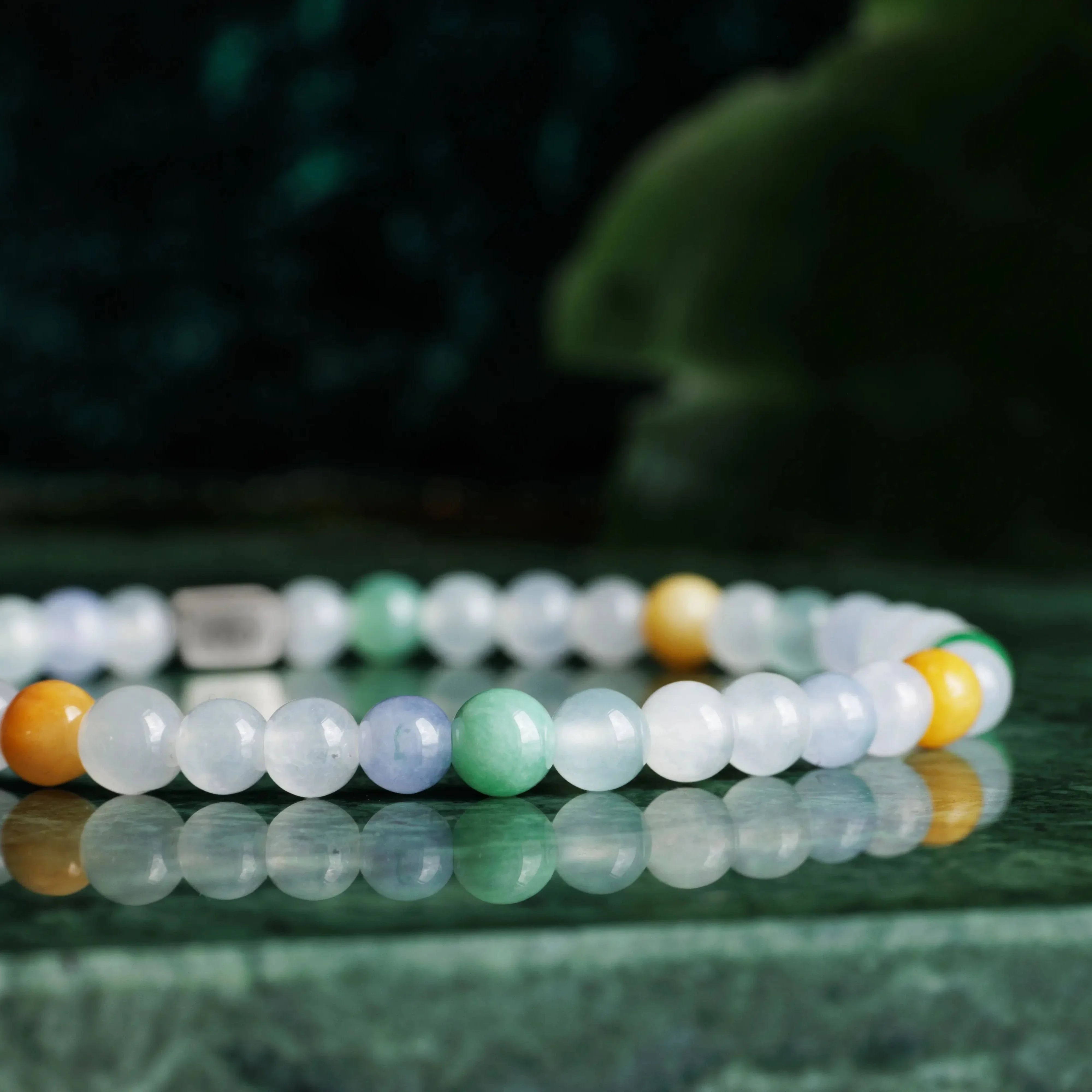 Burmese Mixed White Jade Bracelet XV (4mm)