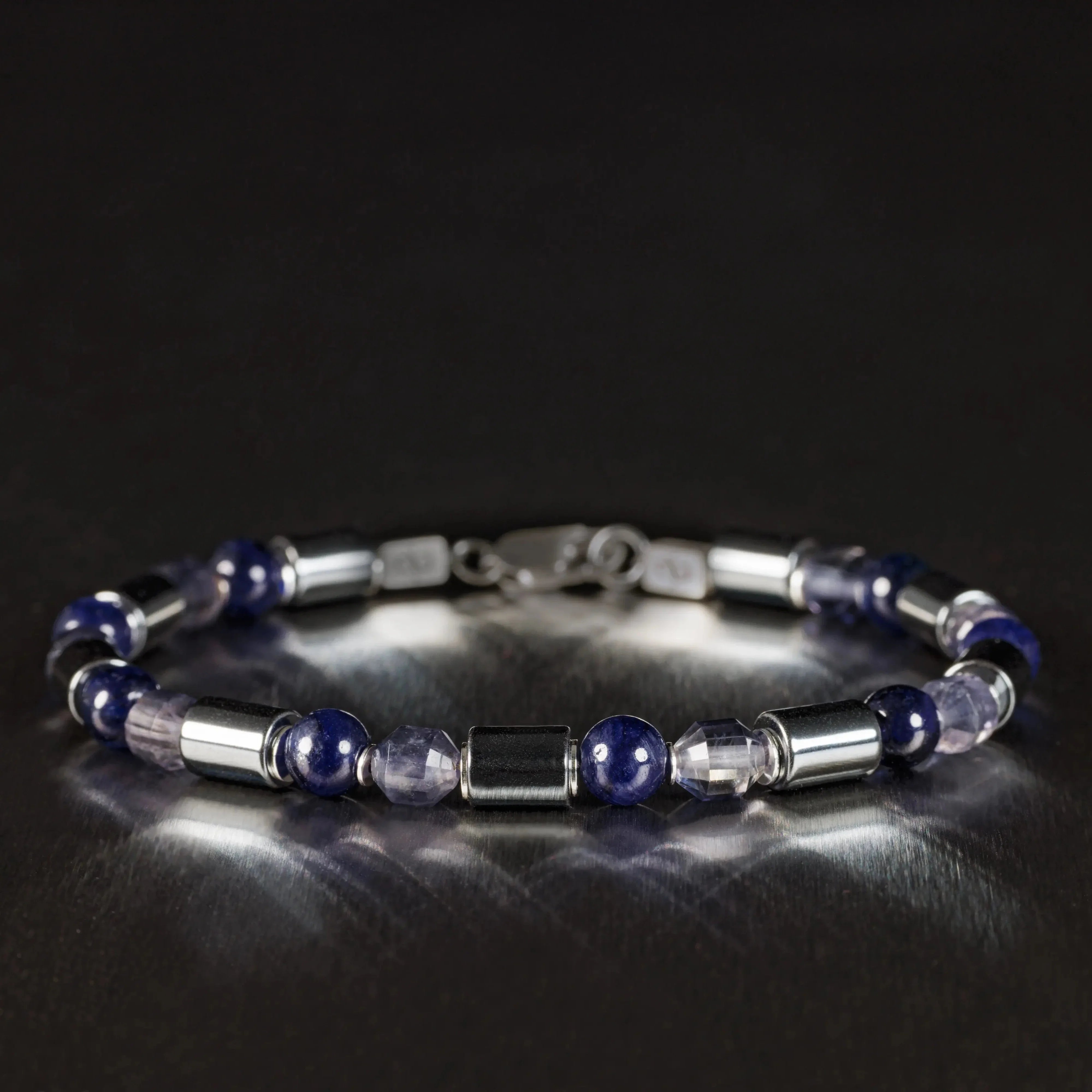 Blue Sapphire - Iolite - Hematite Bracelet VII (6mm)