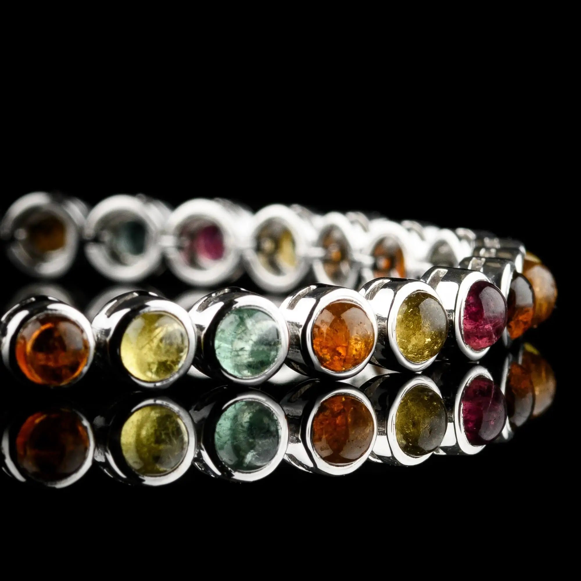 Multicolor Tourmaline - Silver Tennis Bracelet I