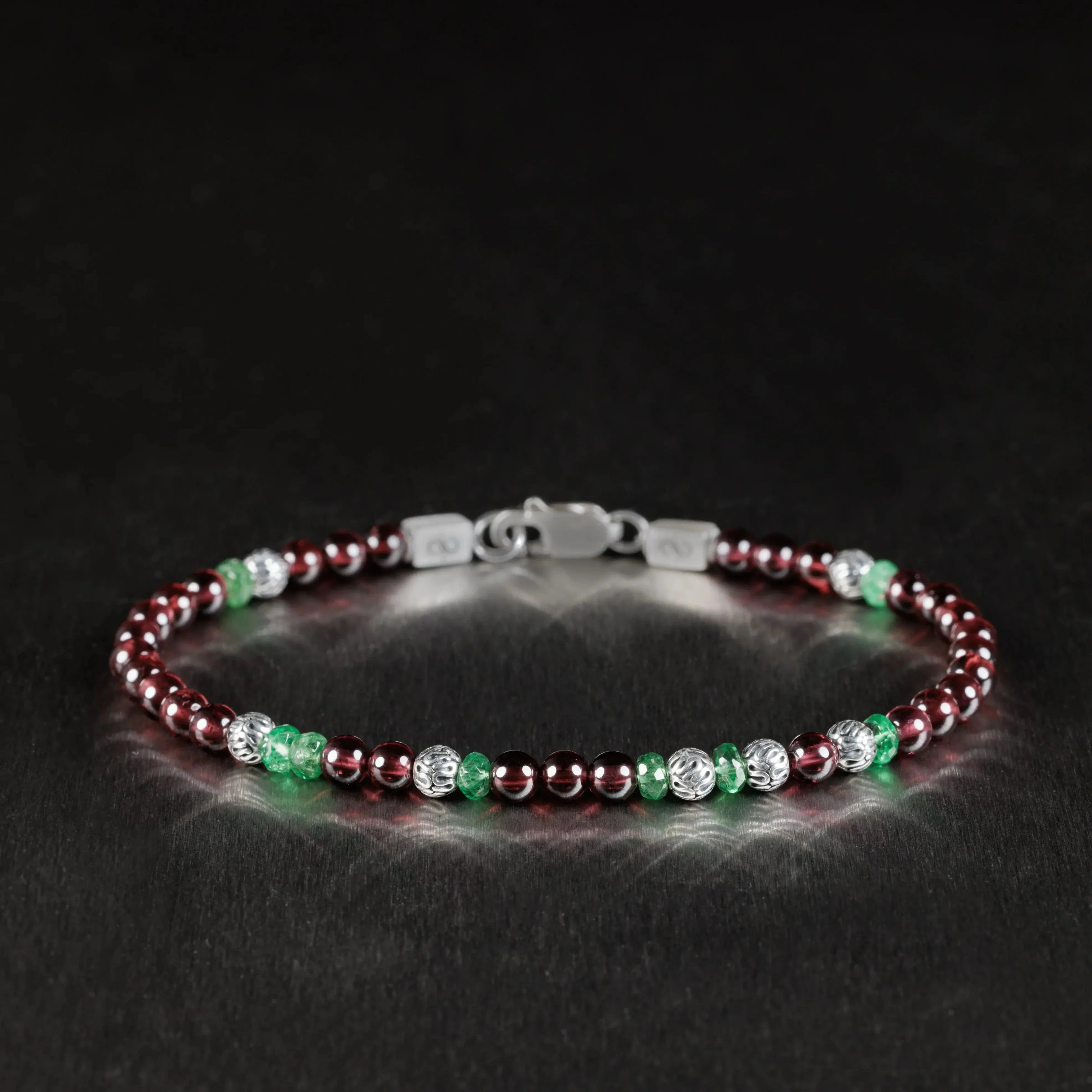 Tsavorite Garnet  - Red Garnet Bracelet II (3-4mm)