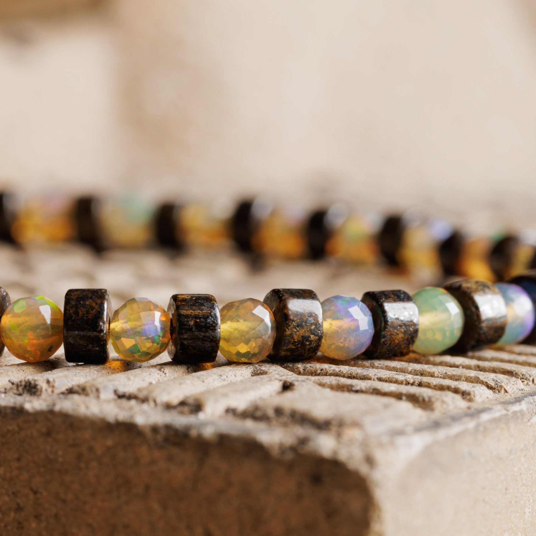 Golden Ethiopian Opal- Bronzite Bracelet II (3.5-4.5mm)