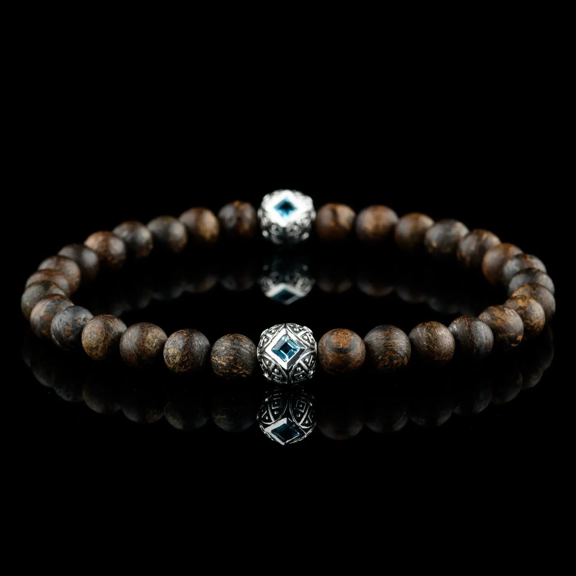 Paladin Swiss Blue Topaz - Matte Bronzite Bracelet I (6mm)