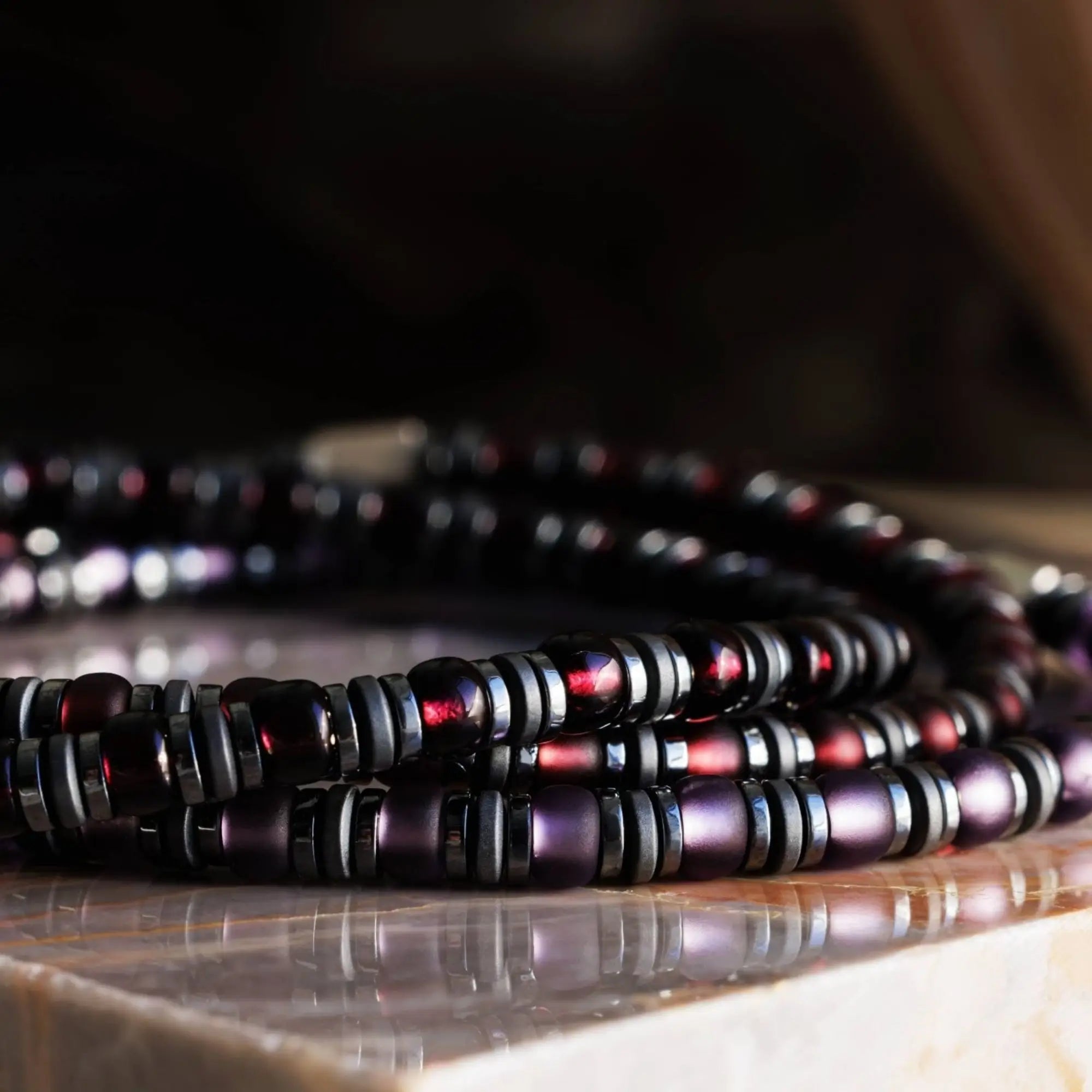 Hematite - Matte Wine Red Bracelet XXIII (4mm)