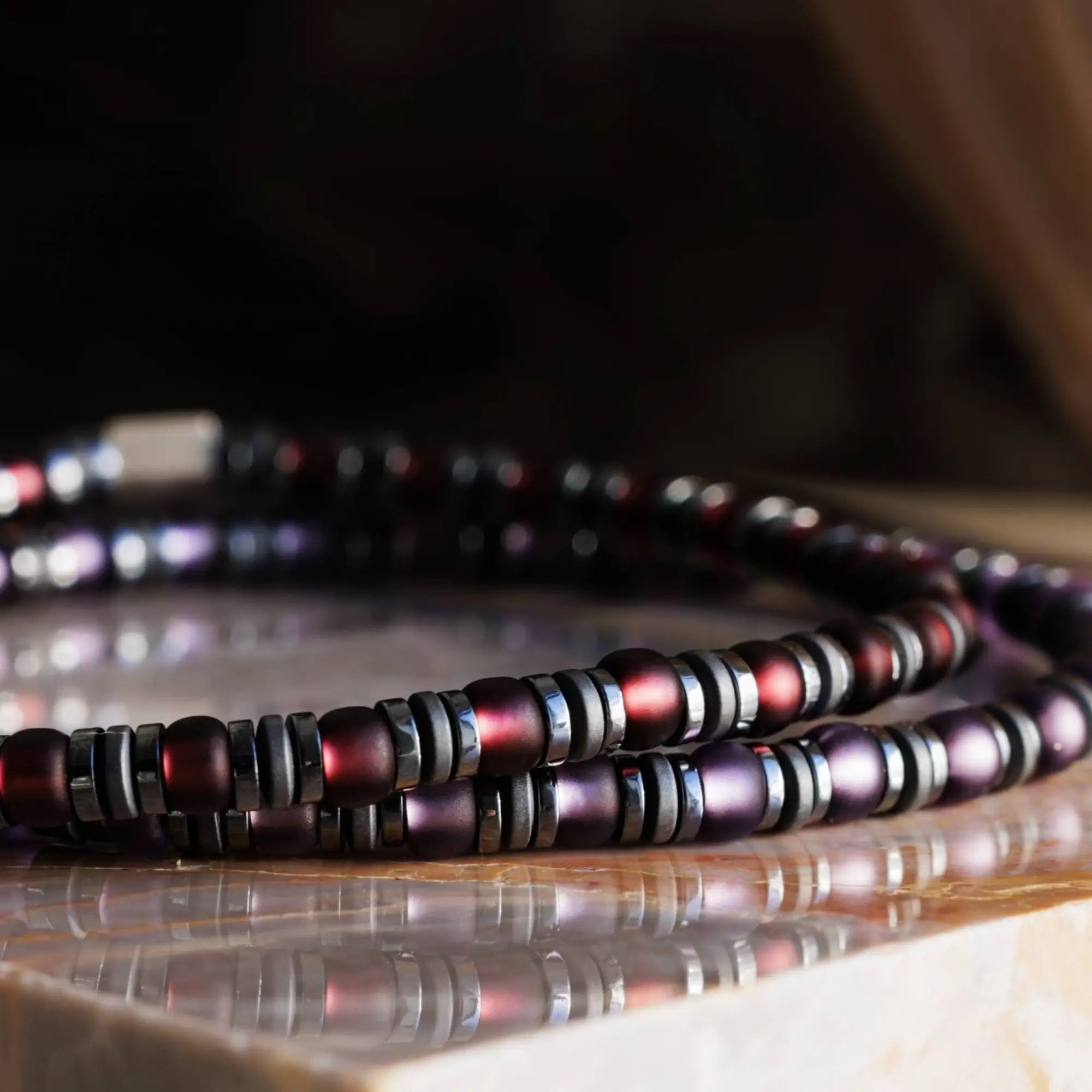 Hematite - Shiny Wine Red Bracelet XXII (4mm)